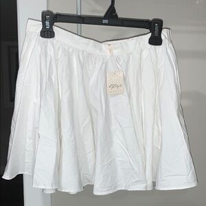 Free People White Pleated Skater Mini Skirt